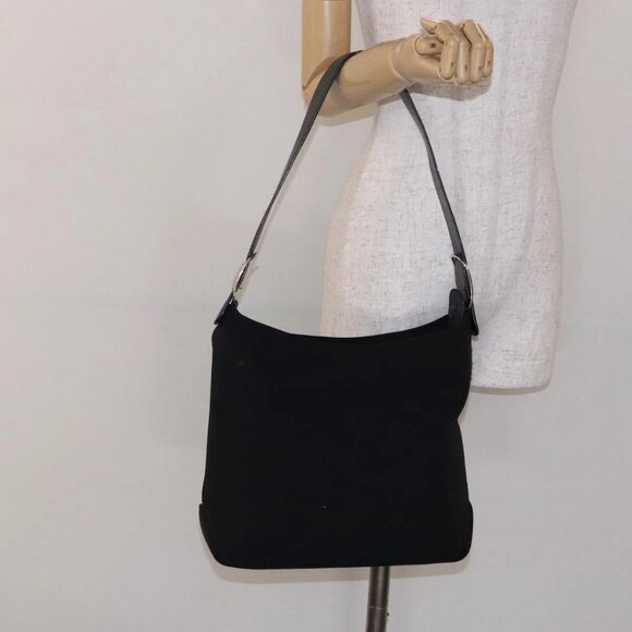 Salvatore Ferragamo Vala Shoulder Bag Canvas Black Silver Auth - Picture 1 of 16